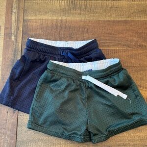 Kids Athletic Mesh Shorts in Navy and Forest Green